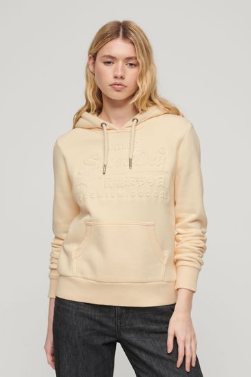 Superdry Cream Embossed Vintage Logo Hoodie