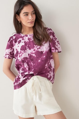Purple Tie Dye Linen T-Shirt