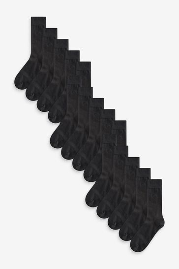 Black Logo Embroidered Lasting Fresh Socks 15 Pack
