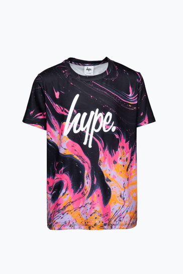 Hype. Girls Marble Swirl Black T-Shirt