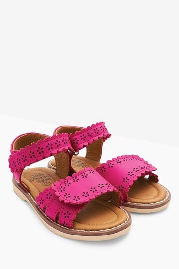 JoJo Maman Bébé Fuchsia Pretty Leather Sandals