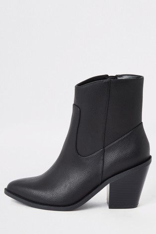 River Island Black Clean Western Boots 