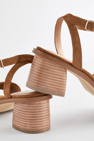 Tan small heel sandals top