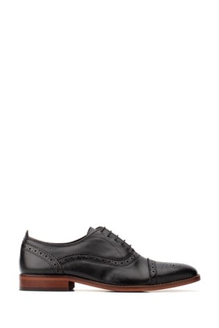 Base London® Black Cast Waxy Lace-Up Brogue Shoes