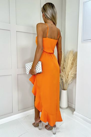 Buy AX Paris Orange Frill High Low Midi Dress from Next Luxembourg