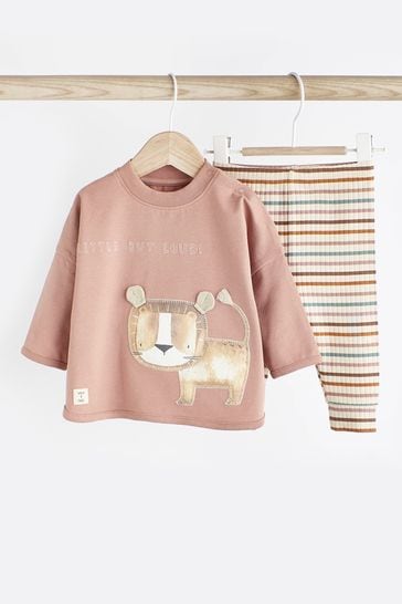 Rust Brown Lion Baby T-Shirt And Leggings 2 Piece Set