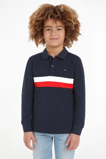 Colourblock from Tommy Blue Sleeve Austria Kids Long Hilfiger Polo Buy Next Shirt