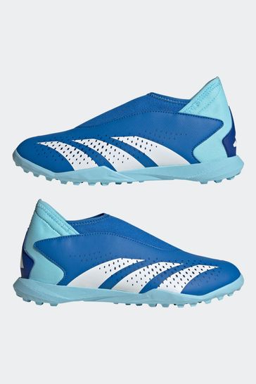 adidas Blue White Performance Kids Predator Accuracy.3 Laceless Turf Football Boots