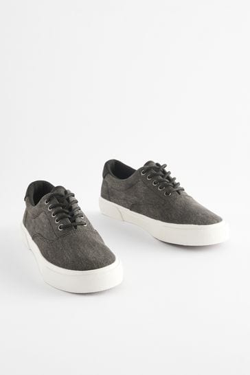 Black Washed Textile Trainers