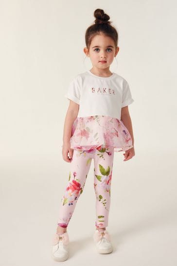 Baker by Ted Baker Pink Organza Peplum T Shirt and Legging Set