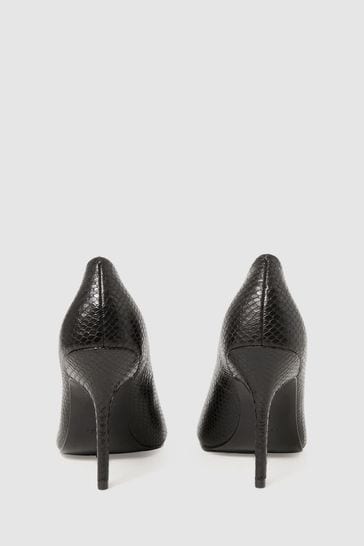 Buy Reiss Black Isla Leather Peep Toe Court Shoes from Next Luxembourg