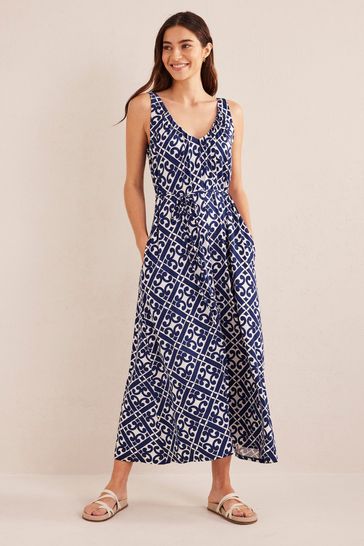 Buy Boden Blue V Neck Jersey Maxi Dress from Next Luxembourg