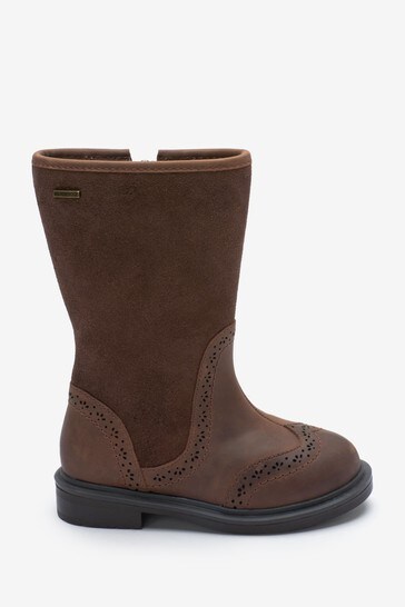 Chocolate Brown Tan Leather Tall Waterproof Boots