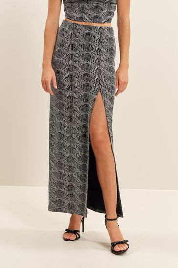 Buy Silver Sparkly Jacquard Pencil Skirt from Next Poland