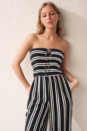 White bandeau wide leg sales jumpsuit