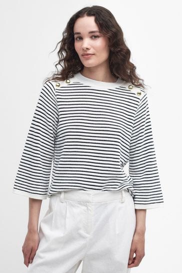 Barbour® White Macy Stripe Knitted Jumper