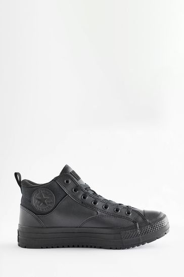 Converse black sale leather trainers