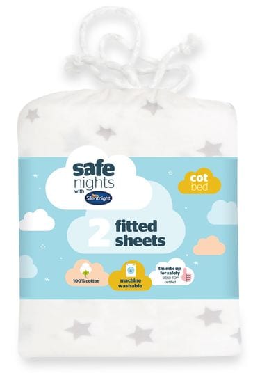 Buy Silentnight 2 Pack Kids Safe Nights Cot Bed Fitted Sheets from