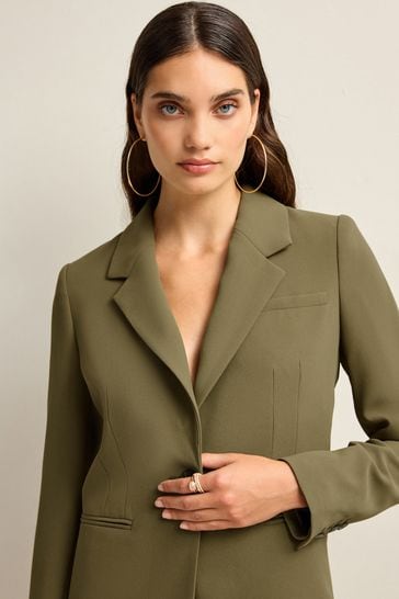 Khaki green blazer sales
