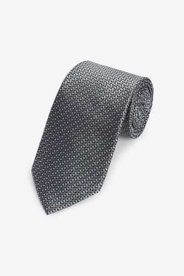 Grey Texture Silk Tie