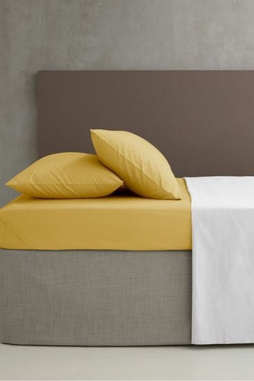 Catherine Lansfield Yellow Percale Extra Deep Fitted Sheet