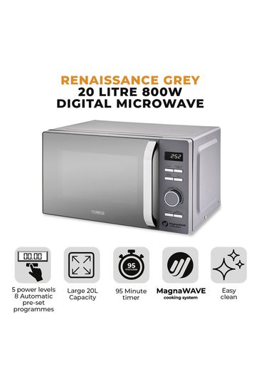 Buy Tower Grey Renaissance 20L 800W Microwave from the Next UK