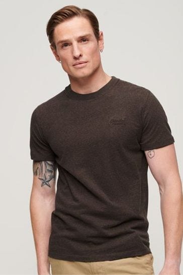 Superdry Dark Brown Vintage Logo Cap Sleeve T-Shirt