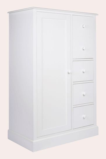 Laura Ashley Cotton White Ashwell 2 Door 3 Drawer Wardrobe