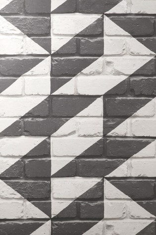 Vymura London Charcoal Grey Exclusive to Next Geo Brick Wallpaper