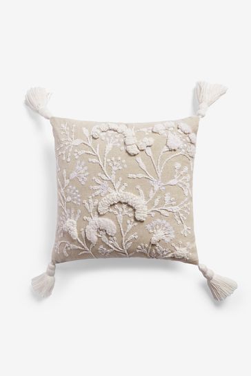 Embroidered floral pillow on sale