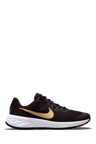 Nike Black/Gold Revolution 6 Youth Trainers