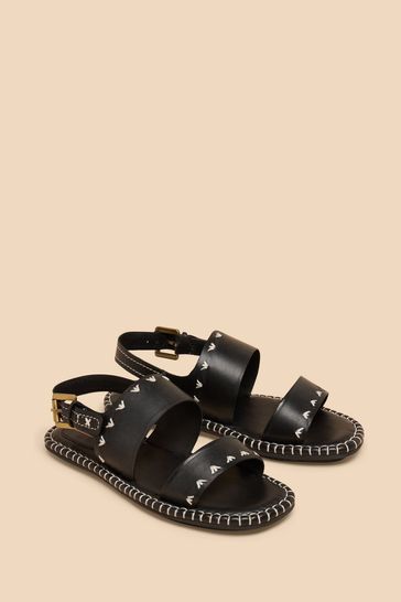 White Stuff Black Sweetpea Leather Sandals
