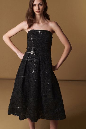 Buy Black Premium Sequin Embroidered Midi Dress from Next Netherlands