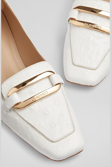 LK Bennett Susanna Ostrich Print White Leather Courts