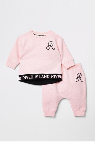 River Island Pink Monogram Sweat Set