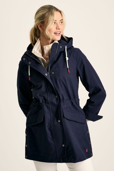 Joules Padstow Navy Blue Waterproof Raincoat With Hood