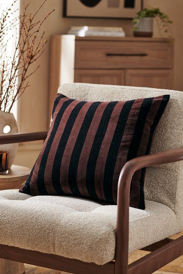 Buy Brown Velvet Stripe 50 x 50cm Cushion from Next Luxembourg