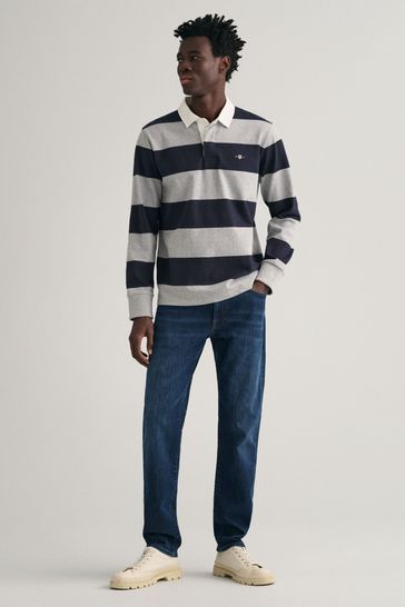Buy GANT Grey Shield Barstripe Rugby 100 Cotton Shirt from Next Cyprus