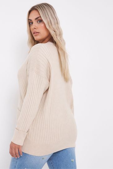 Buy Simply Be Cream Ribbed Slouchy Boyfriend Cardigan from Next Cyprus