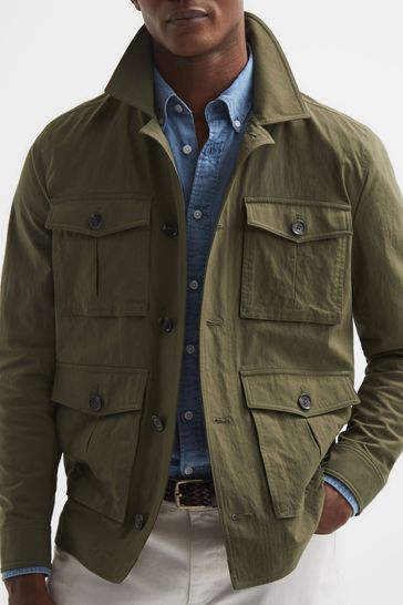 Reiss Khaki Hawke Four Pocket Field Jacket