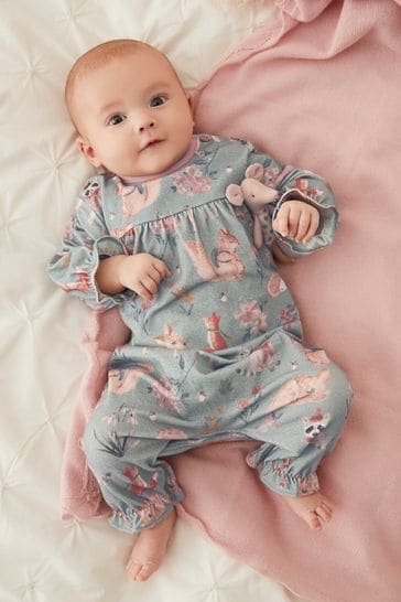 FatFace Sage Green Baby Crew Printed Romper