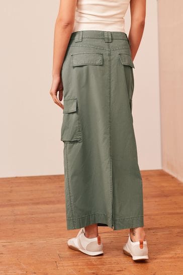Khaki midi skirt with pockets store
