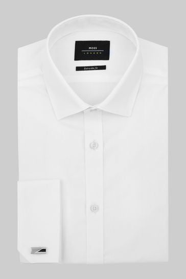Moss Extra Slim Fit White Double Cuff Shirt