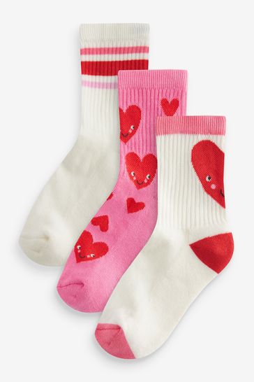 Pink/White Regular Length Cotton Rich Cushioned Sole Ankle Socks 3 Pack