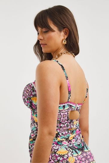 Buy Figleaves Pink Floral Print Frida Bandeau Tankini Top from