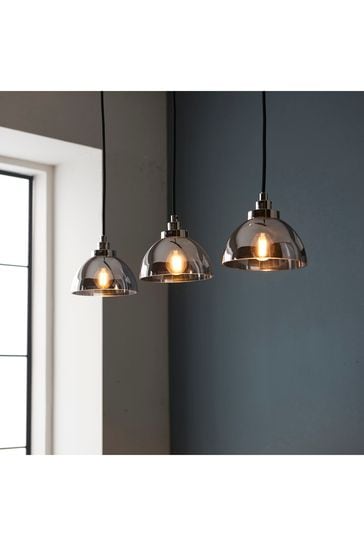 Gallery Home Silver Cambell 3 Bulb Pendant Ceiling Light