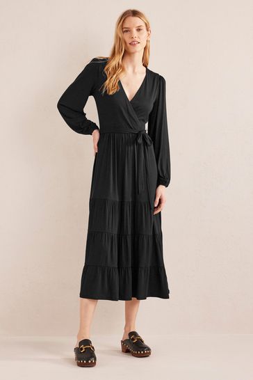 Boden black top wrap dress