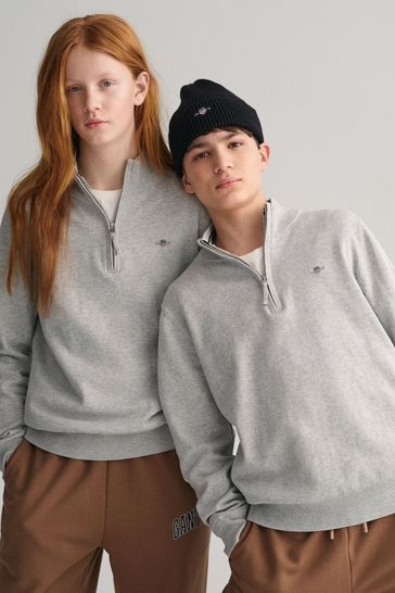 Gant half zip jumper grey shop