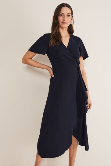 Phase Eight Blue Julissa Navy Frill Wrap Dress