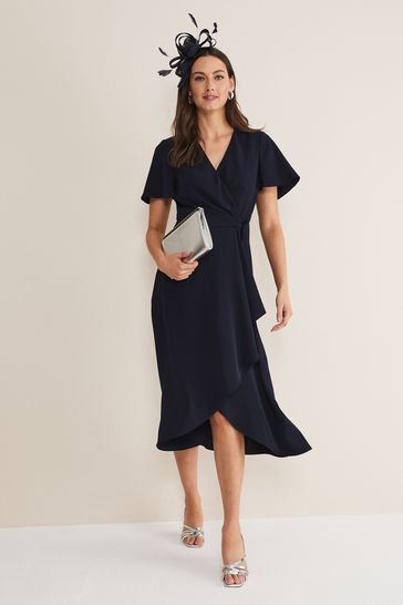 Navy frill wrap dress 2025